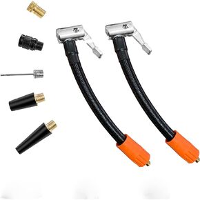 2Pack Tire Inflator Extension Hose,6.3inch Rubber Hose with Locking Tire Chuck and Standard Tire Valve Thread M6mm,Adapter for Electric Inflator Bicycle Motorcycle Automobile