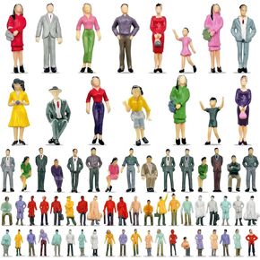 XIPEGPA 70PCS People Figurines Mini Trains Architectural 1:25 1:50 1:75 1:87 Scale People Painted Figures Plastic People Small Dollhouse People Standing and Seat