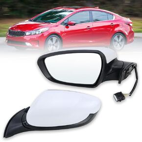مرآة جانبية للسائق الأيسر متوافقة مع 2017 2018 Kia Forte مع زجاج كهربائي قابل للطي يدويًا يمكن تسخينه بنفسك ويمكن استبداله #KI1320213 (5 دبابيس)