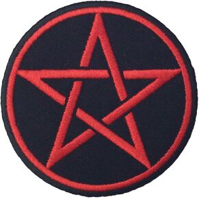 Goth Pagan Symbols Pentagram Patch Embroidered Appique Iron On Sew On Emblem