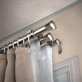 Rod Desyne 13/16" Triple Curtain Rod, 28-48 inch, Satin Nickel