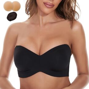 Strapless Bras for Women Plus Size, Minimizer Underwire Unlined Seamless Bra for Big Bust Unpadded Bandeau Bra