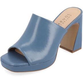 Journee Collection Womens Ezzlynn Platform Heel with Open Toe and Slip On Heel