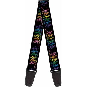 Buckle-Down Guitar Strap - Dancing Skeletons Black/Multi Color - 2" Wide - 29-54" Length