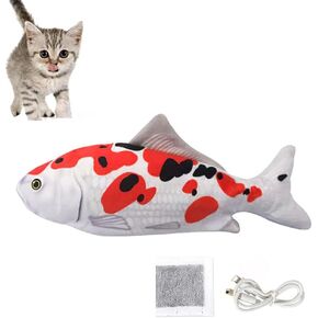 PawfectPals Touch Sensitive Realistic Green Floppy Moving Dancing Cat Kicker Fish Dog and Cat Entertainment Toy with Catnip (Big Eyed Marine Fish)