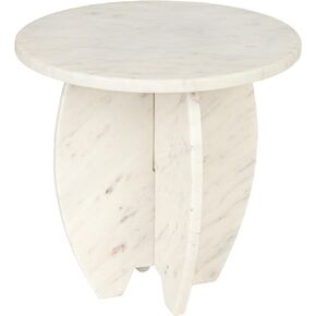 Creative Co-Op Large Marble Kitchen Pedestal with Interlocking Base, White
