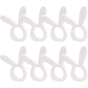 Cieovo 8 Pieces Bunny Napkin Rings Wooden Easter Rabbit Ear Napkin Rings Easter Dinner Napkin Ring Wooden Napkin Rings Table for Easter Decor Dinner Weddings Parties
