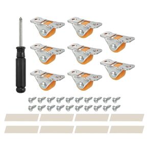 PATIKIL Mini Fixed Caster Wheel 0.5", 4 Pack Hard Plastic Rigid Roller with Metal Top Plate Screws for Furniture Small Cart, Orange