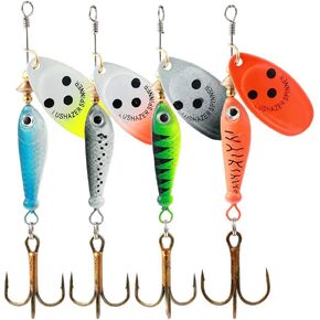 4Pcs Fishing Lure Spinner Baits, Spinner Bait Bionic Hard Baits,Metal Rotating Sequin Fishing baits for Bass, Trout, Walleye, Northern Pike and Salmon