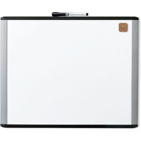 U Brands Magnetic Dry Erase Board, 20"x16", Black and Grey Frame, includes Marker and Magnet