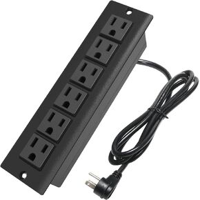 Recessed Power Strip Without USB,Mount Industrial Workshop Power Charge Station 6 Outlets 6.56’ft Extension Flat Plug