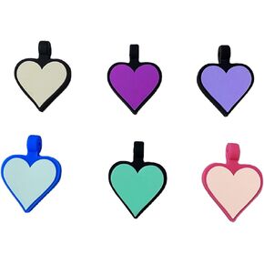 6 Pack Heart Shape 6 Colors in One Set,Silent Dog Name Tag,No More Jingling Heart Pet Tags,Durable & Silent Dog ID Tag