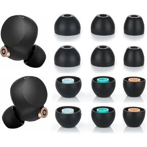 أطراف أذن بديلة من السيليكون لسماعات Sony XBA MDR WF، متوافقة مع WF-1000XM5، 1000XM4، 1000XM3، أغطية أذن لأطراف الأذن، تناسب الحافظة، مقاس M 6 أزواج، سيليكون أسود/متوسط