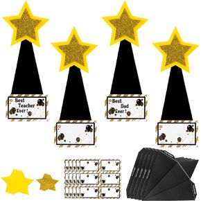 WATINC DIY Glitter Star Trophy Craft - 24 Pack Make Your Father’s Day Standing Trophies Paper Gift Crafts Kit Decorations, Graduation Day Gold Award Parties School Home Fun Activity Kit for Kids
