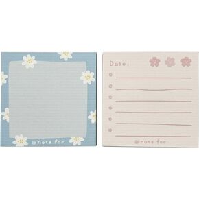 Sticky Notes 200 Sheets 3 x 3 Inch 2 Memo Pad, 2 Patterns Self-Stick Pastel Pads, Tulip and Green Plaid Aesthetic Adhesive Notepads, Easy to Post for Teachers Studying Home Office Notebook School