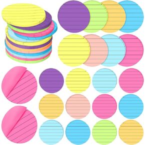 Lined Sticky Notes Colored Lined Sticky Notes 3 x 3 Inch Self Stick Ruled Post Notes Refills Easy Post Notes for Office School Planner Memo Reminders (Round,24 Pack)
