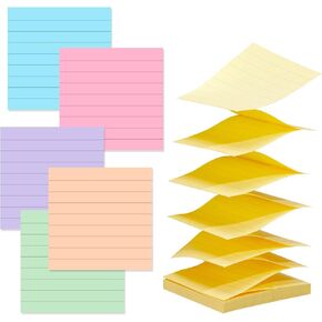 6 وسادات من الملاحظات اللاصقة المبطنة بالباستيل مقاس 3 × 3 بوصة، سهلة نشر الملاحظات اللاصقة مع الخطوط، ملاحظات لاصقة الأكورديون 80 ورقة/وسادة (باستيل) in Kuwait