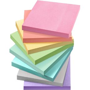 GOTIDEAL Sticky Notes, 3x3 inches Stick Notes, Pastel Colors Self-Stick Note Pads, Easy to Post for Home, Office Supplies, Study Notebook, 100 Sheets/pad