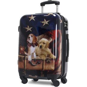 Chariot Dog Lovers Freedom Pups Hardside Expandable Spinner Luggage Perfect for Adults and Kids, Carry-On 20-Inch