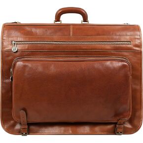 Leather Garment Bag Suit Duffel Slim Carry-on Suitcase Dress Protection Bag Brown – Time Resistance (Brown)