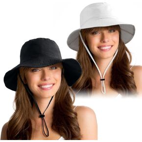 2 Pack Waterproof Sun Hats for Women Men UV Protection Packable Brimmed Floppy Rain Hat Lightweight Bucket Hats for Outdoor