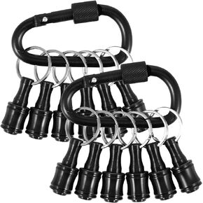 12Pcs Portable Bit holder Keychain, 1/4in Hex Shank Screwdriver Bit Clip for Impact Driver Flexible Drill Bit with Black Carabiner, Quick Release Lightweight Drill Screw Adapter