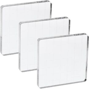 PATIKIL Acrylic Stamp Block, 3 Pack Stamping Block Rectangular Shape with Grid Lines Decorative Mounting Blocks Set for Scrapbooking DIY Crafts Card Making, 2.8x2.8
