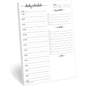 321Done Daily Schedule Planning Notepad - 50 Sheets (5.5x8.5) – Hourly Appointment Daily Planner To Do Checklist Tear-Off Note Pad - Made in USA - Simple Script Half-Letter Small Size