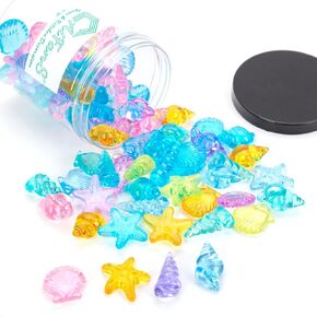Plastic Sea Shells, Conch, Starfish for Fish Tank, Vase Filler, Diving Gems, Beach Themed Decorations(Assorted Color,80 Pieces)