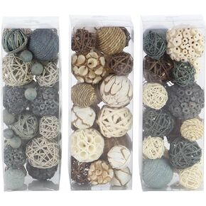 Deco 79 Dried Plant Handmade Orbs & Vase Filler with Varying Designs, Set of 3 5"W, 12"H, Multi Colored