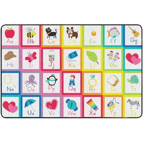 Flagship Carpets Schoolgirl Style Rainbow Alphabet Criss Cross Applesauce Classroom Area Rug for Indoor Classroom Learning or Kid Bedroom Educational Play Mat, 5'x7'6", Multicolor