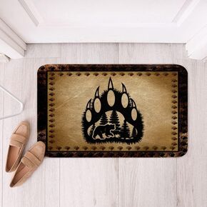 Feelyou Bear Bath Mats for Bathroom Boys Wild Animal Bathroom Rugs for Kids Teens Nature Wildlife Bear Btah Rugs for Shower Tub Botanical Tree Rustic Cabin Country Beige Bathroom Accossories 16"x24"