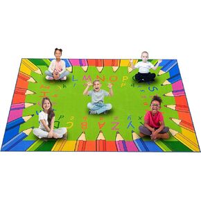 Classroom Rug for Students Green Classroom Carpet for Kids Reading Rug for School Elementary Classroom Rugs for Learning Preschool Rug (Reading Area-6'5"x8'5"-3)