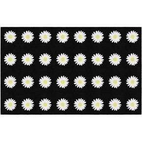 Flagship Carpets Schoolgirl Style Daisy Criss Cross Applesauce Spots Classroom Area Rug for Indoor Classroom Learning or Kid Bedroom Educational Play Mat, 7'6"x12', Black