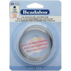 Beadalon Square Wire 316L Stainless Steel 20 Gauge, 3-Meter