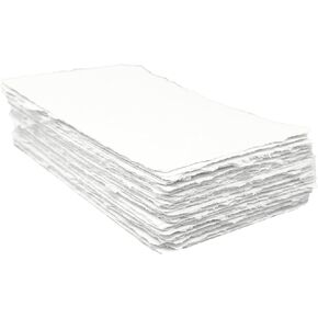 Deckle Paper 4x9 Inches 150gsm DIY Handmade Wedding Invitation Card Stock Baby Shower Card Stock Calligraphy Paper Wedding Paper Cotton Paper Rag Paper Blank Card Stock for Scrapbooking (Pack of 50)