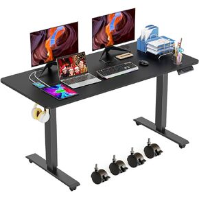 farexon Electric Standing Desk, Adjustable Height Mobile Home Office Desk, 48x24 Inches Ergonomic Computer Desk with 4 Preset Heights, 27-46in Lifting Range Stand up Desk（Black）