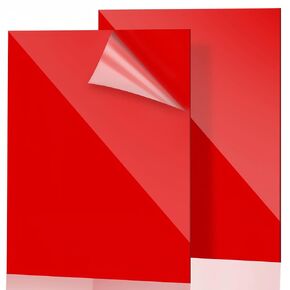Red Acrylic Sheet 12" x 16", 2 Pack FFGODO Opaque Glossy Cast Plexiglass Sheets 1/8 Inch Thick for DIY Display Projects, Wall Decor, Signage, Crafts, Easy to Laser Cutting & Engraving