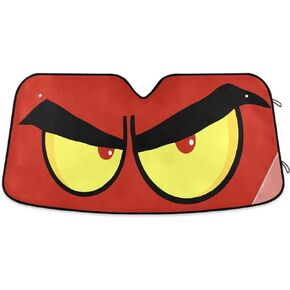 Angry Car Eyes Car Windshield Sun Shade Summer Red Car Sun Visor for UV Rays and Sun Heat Protection Don't Touch My Car Blocks Heat and Sun Foldable Sun Shield 53x24 Inches