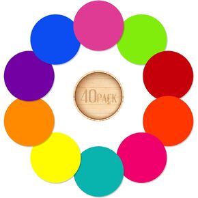 HOXHA 40Pcs 6 Inch Dry Erase Dots Circles, 10 Colors Removable Line Up Spots Set for Classroom Floor, Office, Home Table & Desk