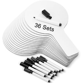 25 Sets 5x9 Inch Answer Dry Erase Paddles and 25 Black Marker Set Handheld Small Dry Erase Board Double Sided Auction Paddles Handheld Whiteboard for Classroom Voting Answering Auction Bidding