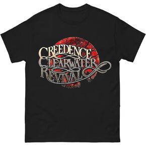 Creedence Clearwater Revival Shirt Vintage Logo Graphic Printing Short Sleeved Top for Youth Man Women Classic Black