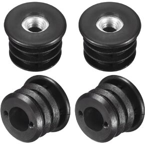 uxcell 4Pcs Plastic Threaded Tube Inserts with M8 Thread, for 27mm/1.06" OD Round Tube, Adjustable Round Black Plastic Plug Caster Insert Chair End Caps Furniture Leg Plug