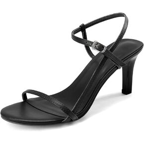 Husmeu Women's Strappy Heel Sandals for Women Dressy Summer High Heels Ankle Strap Kitten Heel Sandals Trendy Heeled Sandals