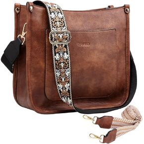 RAVUO Crossbody Bags for Women, Vegan Leather Shoulder Purse Fashion Hobo Handbags with 2 Adjustable Straps
