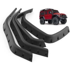 Plastic Body Shell Wheel Eyebrow Fender Flares Side Guard 8017 for TRX4 Defender 1/10 RC Crawler Car Upgrades Parts (Black)