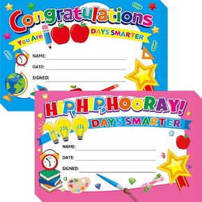 100th Day of School Award Certificates Kids 100 Days Smarter Certificate for Students Recognition Kindergarten Primary School Favors 30Pcs