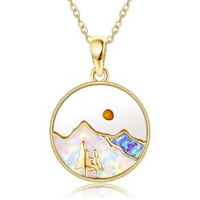 14K الذهب بذور الخردل قلادة 14K الصلبة الذهب الأصفر الإيمان يمكن أن تتحرك الجبال بذور الخردل الجبال قلادة مجوهرات للنساء الفتيات هدية المسيحية in Kuwait