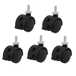 uxcell M6 Thread 1.2-inch Diameter Nylon Wheel Rotary Brake Caster Roller 5pcs