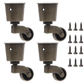 4PCS Cups Swivel Wheel Caster 2.6 x 1.5 Inch Vintage Swivel Round Cup Caster for Furniture, Piano Stands, Tables, Cabinets, Bookshelves, Plant Stands